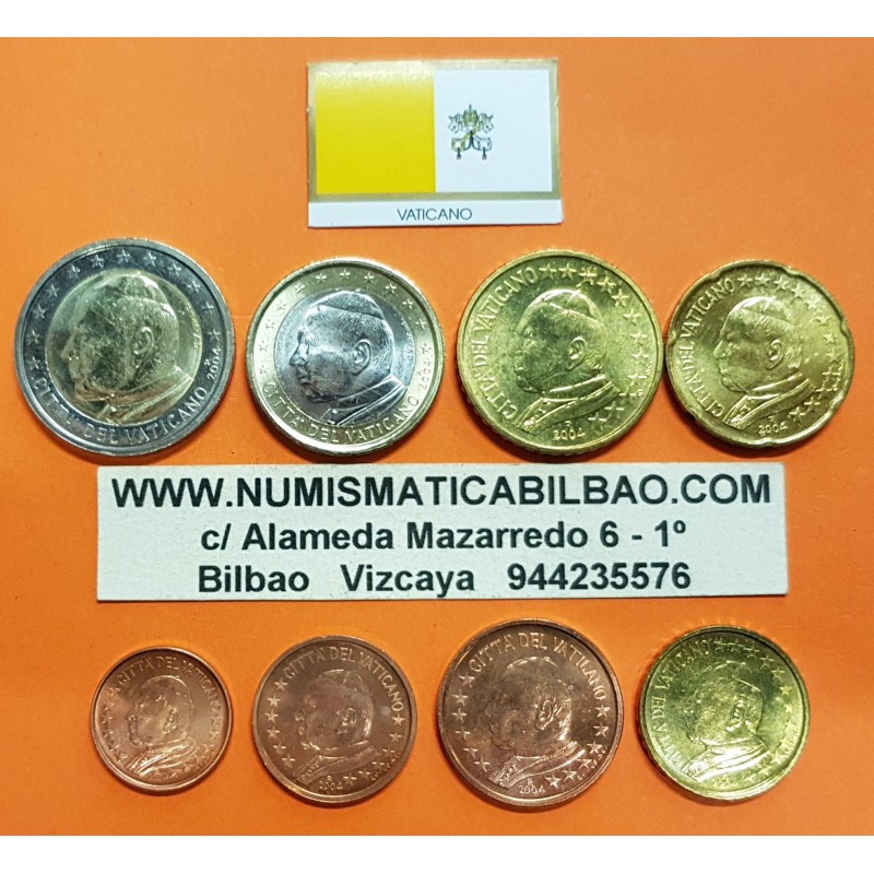 VATICANO MONEDAS EURO 2003 PAPA JUAN PABLO II SC 1+2+5+10+20+50 CENTIMOS 1 EURO + 2 EUROS 2003 PROCEDEN DE CARTERA