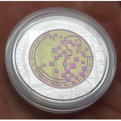 AUSTRIA 25 EUROS 2020 BIG DATA TELEOBJETIVO OJO QUE VIGILA MONEDA DE PLATA NIOBIO Estuche Niob silver