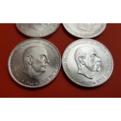 4 monedas x 100 PESETAS 1966 * 66 + 67 + 68 + 70 FRANCO ESTADO ESPAÑOL PLATA KM.797 SC España ESTRELLAS PERFECTAS