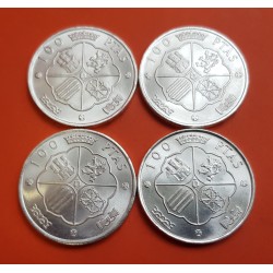 4 monedas x 100 PESETAS 1966 * 66 + 67 + 68 + 70 FRANCO ESTADO ESPAÑOL PLATA KM.797 SC España ESTRELLAS PERFECTAS