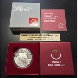 @AGOTADAS@ AUSTRIA 20 EUROS 2014 TERCIARIO FELINO DIENTES DE SABLE MONEDA DE PLATA ESTUCHE y CERTIFICADO Österreich TERTIAR