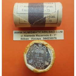 . 25 monedas x ESPAÑA 100 PESETAS 1975 * 19 76 CARTUCHO ORIGINAL FNMT JUAN CARLOS I NICKEL SC