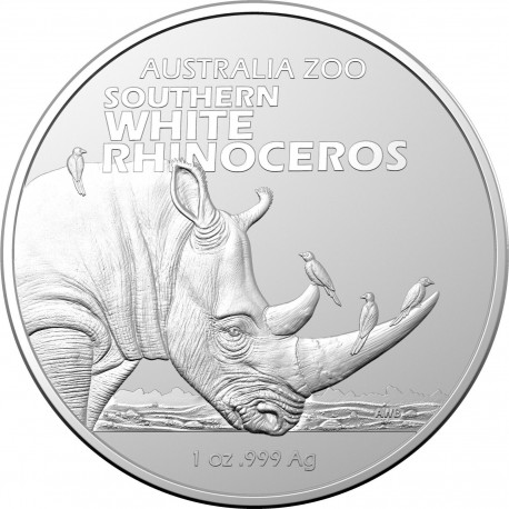 . 1 aaacoin AUSTRALIA 1 DOLAR 2023 RINOCERONTE BLANCO 4ª MONEDA DE PLATA PURA cápsula ONZA OZ Australian Zoo RHINOCEROS