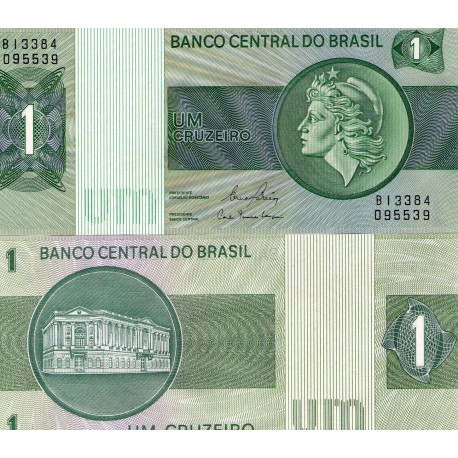 BRASIL 1 CRUZEIRO 1975 DAMA y PALACIO Firma AB Pick 191 BILLETE SC Brazil UNC BANKNOTE