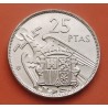 @ESCASA@ ESPAÑA 25 PESETAS 1957 * 59 ESTADO ESPAÑOL FRANCISCO FRANCO PLUS VISIBLE AL 90% KM.787 MONEDA DE NICKEL SC Spain