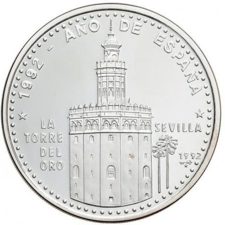 @Tirada 550@ CUBA 50 PESOS 1992 LA TORRE DEL ORO en SEVILLA AÑO DE ESPAÑA KM.641 MONEDA DE PLATA PROOF 5 Onzas
