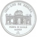 @Tirada 550@ CUBA 50 PESOS 1991 PUERTA DE ALCALA en MADRID AÑO DE ESPAÑA KM.356 MONEDA DE PLATA PROOF 5 Onzas