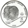 BELGICA 5 ECU 1991 REY ALBERTO II 40 ANIVERSARIO DEL TRATADO DE ROMA KM.205 MONEDA PLATA PROOF SI CÁPSULA Belgium