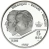 BELGICA 5 ECU 1997 REY ALBERTO y BALDUINO TRATADO DE ROMA KM.205 MONEDA PLATA PROOF + IMPERFECCIONES Belgium silver