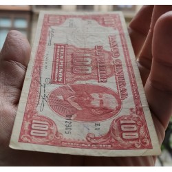 . @PVP NUEVO 1.800€@ Banco Central de CHILE 100 PESOS 1933 ARTURO PRAT - SANTIAGO Pick 95 BILLETE CIRCULADO 10 CONDORES 1933