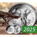 . 1 aaaacoin @ENVÍO HOY@ SOMALIA 100 SHILLINGS 2025 ELEFANTE AFRICANO MONEDA DE PLATA silver CAPSULA ONZA OZ Elephant