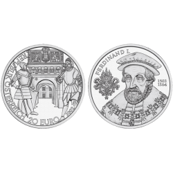 @NO ESTUCHE@ AUSTRIA 20 EUROS 2002 REY FERDINAND I KM.3097 MONEDA DE PLATA PROOF CÁPSULA Österreich