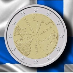 . 1 aaacoin @21/MARZO Envío - PROOF ESTUCHE@ FINLANDIA 2 EUROS 2024 ELECCIONES y DEMOCRACIA 1ª MONEDA CONMEMORATIVA