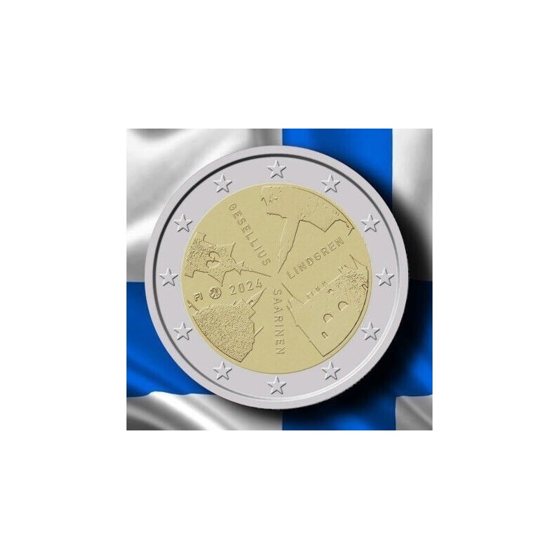 . 1 aaacoin @21/MARZO Envío - PROOF ESTUCHE@ FINLANDIA 2 EUROS 2024 ELECCIONES y DEMOCRACIA 1ª MONEDA CONMEMORATIVA