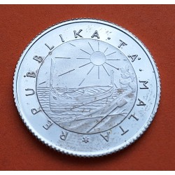 MALTA 1 LIBRA 1977 PERRO DE CAZA y ESCUDO KM.45 MONEDA DE PLATA SC @RAYITAS@ 1 Pound LM silver coin