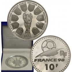 . 1 aaaacoin ESTUCHE x FRANCIA 10 FRANCOS 1998 TROFEO DE LA COPA MUNDIAL FUTBOL SEDES MONEDA DE PLATA PROOF France Coffret