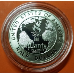 . 1 moneda PROOF x ESTADOS UNIDOS 1/2 DOLAR 1995 S BALONCESTO Olimpiada de Atlanta 1996 KM.257 NICKEL Half Dollar BASKETBALL