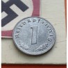 @MUY RARA@ ALEMANIA 1 REICHSPFENNIG 1945 F AGUILA SIN ESVASTICA NAZI III REICH KM.A103 MONEDA DE ZINC Ocupación Aliada