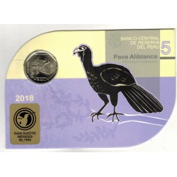 @BLISTER OFICIAL@ PERU 1 SOL 2018 PAVA ALIBLANCA KM.107 MONEDA DE NICKEL SC BANCO CENTRAL