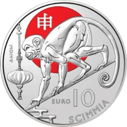 . 1 aaaacoin SAN MARINO 10 EUROS 2024 MONO Calendario Lunar Chino 9ª MONEDA DE NICKEL @COLOR ROJO@