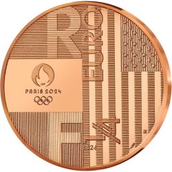 . 1 aaaacoin @ENVÍO HOY@ FRANCIA 1/4 EURO 2024 TESTIGO OLIMPICO DE PARIS a LOS ANGELES 2028 MONEDA DE COBRE SC France 0,25€