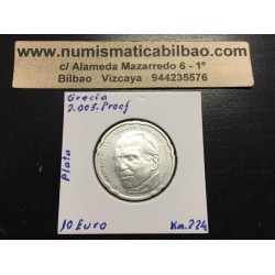 . @Tirada 5.000@ GRECIA 10 EUROS 2007 NIKOS KAZANTZAKIS KM.224 MONEDA DE PLATA PROOF 28mm silver GREECE