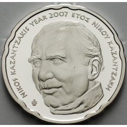 . @Tirada 5.000@ GRECIA 10 EUROS 2007 NIKOS KAZANTZAKIS KM.224 MONEDA DE PLATA PROOF 28mm silver GREECE