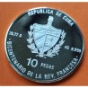 @ESCASA - RAYITAS@ CUBA 10 PESOS 1989 LIBERTAD - IGUALDAD - FRATERNIDAD REVOLUCIÓN FRANCESA KM.239 MONEDA DE PLATA PROOF