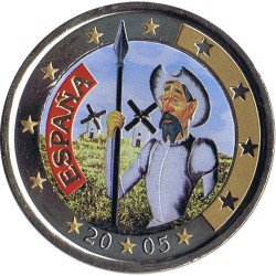 @MONEDA EN COLORES@ ESPAÑA 2 EUROS 2005 DON QUIJOTE DE LA MANCHA SIN CIRCULAR CAPSULA
