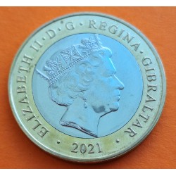 . Tirada 2.000 uds - COLORES x GIBRALTAR 2 LIBRAS 2021 NAVIDAD MONO Christmas KM.UC 359 MONEDA BIMETALICA SC Pounds
