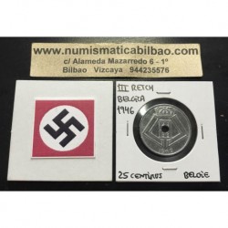 BELGICA 25 CENTIMOS 1946 BELGIE KM*132 ZINC III REICH NAZI WWII