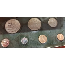 1971 TRINIDAD y TOBAGO ESTUCHE OFICIAL 7 coins Silver Proof Mint Set incluye 5 DOLARES PLATA