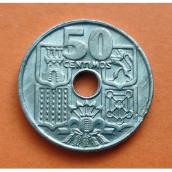 ESPAÑA 50 CENTIMOS 1949 * 19 56 Tipo FLECHAS ESTADO ESPAÑOL FRANCISCO FRANCO KM.777 MONEDA DE NICKEL SC