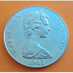 ISLA DE MAN 1 CORONA 1983 GOSTLER WHITTLE JET Avión MANNED FLIGHT KM.105 MONEDA DE NICKEL EBC Isle of Crown
