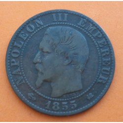 FRANCIA 5 CENTIMOS 1855 Letra K BURDEOS NAPOLEON III KM.777.6 MONEDA DE BRONCE MBC- France 5 Centimes Bourdeaux