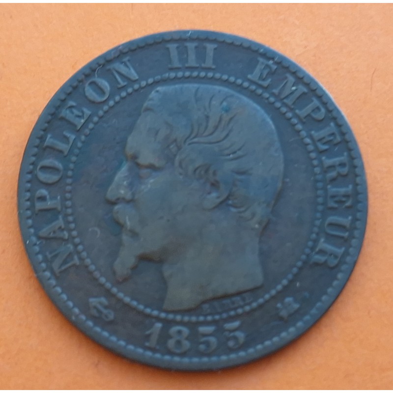 FRANCIA 5 CENTIMOS 1855 Letra K BURDEOS NAPOLEON III KM.777.6 MONEDA DE BRONCE MBC- France 5 Centimes Bourdeaux