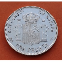 @LUJO@ ESPAÑA Rey ALFONSO XIII 1 PESETA 1901 * 19 01 SGV REY y ESCUDO KM.706 MONEDA DE PLATA SC+ Spain silver coin R/2