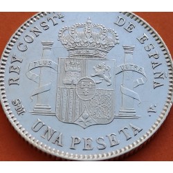@LUJO@ ESPAÑA Rey ALFONSO XIII 1 PESETA 1901 * 19 01 SGV REY y ESCUDO KM.706 MONEDA DE PLATA SC+ Spain silver coin R/2
