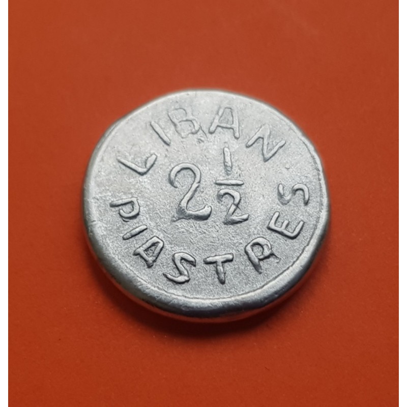 @RARA@ LIBANO 2,50 PIASTRAS 1941 VALOR KM.13 MONEDA DE ALUMINIO @RARA@ OCUPACION NAZI III REICH WWII Lebanon Liban Piastres 1