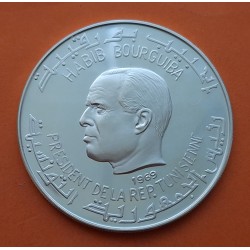 @RAYITAS@ TUNEZ 1 DINAR 1969 DIOS NEPTUNO KM.298 MONEDA DE PLATA SC History Of Tunisia NEPTUNUS HABIB BOURGUIBA