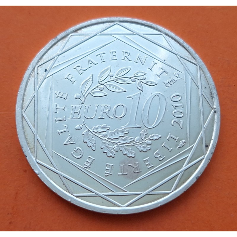 FRANCIA 10 EUROS 2010 Serie REGIONES - AQUITAINE BANDERA KM.1645 MONEDA DE PLATA SC France 10 Euro silver coin