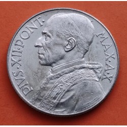 VATICANO 5 LIRAS 1948 PAPA PIO XII y VIRGEN SEDANTE KM.42 MONEDA DE ALUMINIO MBC+ 5 Lire coin