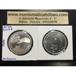 SUIZA 20 FRANCOS 2012 B TREN FERROCARRIL DE LOS ALPES  JUNG FRAUBAHN MONEDA DE PLATA Switzerland 20 Francs