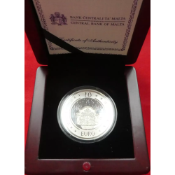 MALTA 10 EUROS 2010 ALBERGUE DE ITALIA KM.140 MONEDA DE  PLATA PROOF ESTUCHE + CERTIFICADO