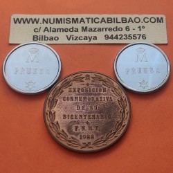 2 monedas x ESPAÑA 500 PESETAS 1987 ACERO SC PRUEBAS FNMT por el XXV ANIVERSARIO DE LA BODA DE LOS REYES