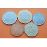 5 monedas x JORDANIA 1 QIRSH + 5 y 10 PIASTRAS + 1/4 y 1/2 DINAR 1998 a 2012 REY HUSSEIN II MBC/EBC Kingdom Of Jordan