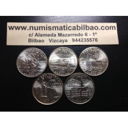 5 monedas x ESTADOS UNIDOS 25 CENTAVOS 2001 Letra P Serie ESTADOS - 50 STATEHOOD QUARTERS SC USA