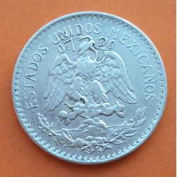 1º AÑO DE FABRICACIÓN x MEXICO 50 CENTAVOS 1919 AGUILA KM.447 MONEDA DE PLATA MBC 8,30 gramos Mejico R/1