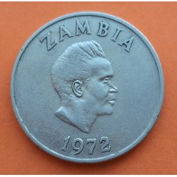 ZAMBIA 20 NGWEE 1972 ANTILOPE y PRESIDENTE KM.13 MONEDA DE NICKEL MBC Africa coin