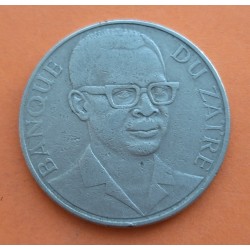 ZAIRE 10 MAKUTA 1973 DICTADOR MOBUTU SESE SEKO, LEON y LANZAS KM.7 MONEDA DE NICKEL EBC Africa